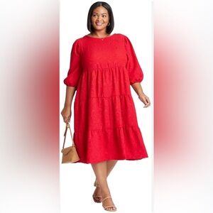 Ava & Viv Vibrant Red Long Sleeve Dress